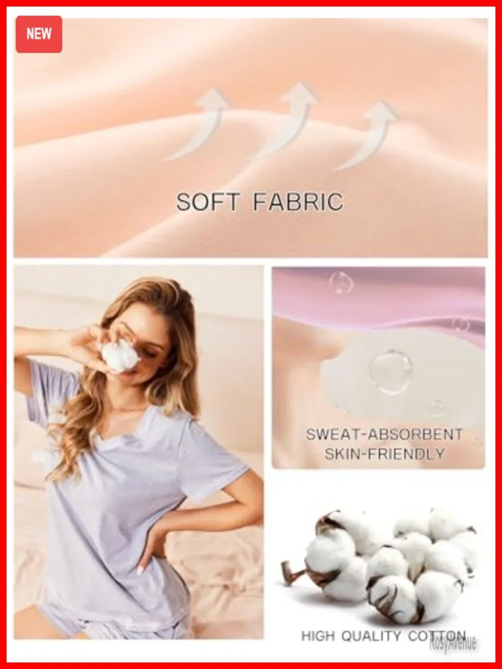 95% Cotton PJs Short Sleeve Loungewear Set